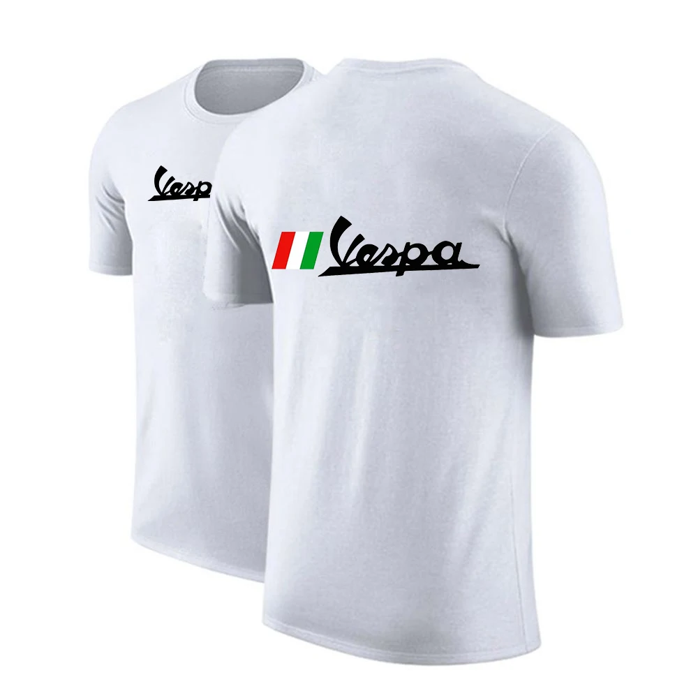 

NEW Vespa Logo Summer Custom Comfortable Men Print T-shirts Sleeve O-neck Solid Color Decal Loose Tshirt Casual Men Bottoming