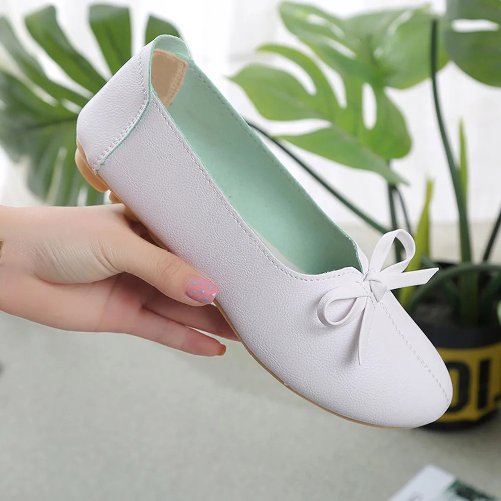 Женская обувь туфли на плоской подошве с бантом Тонкие Туфли круглым закрытым