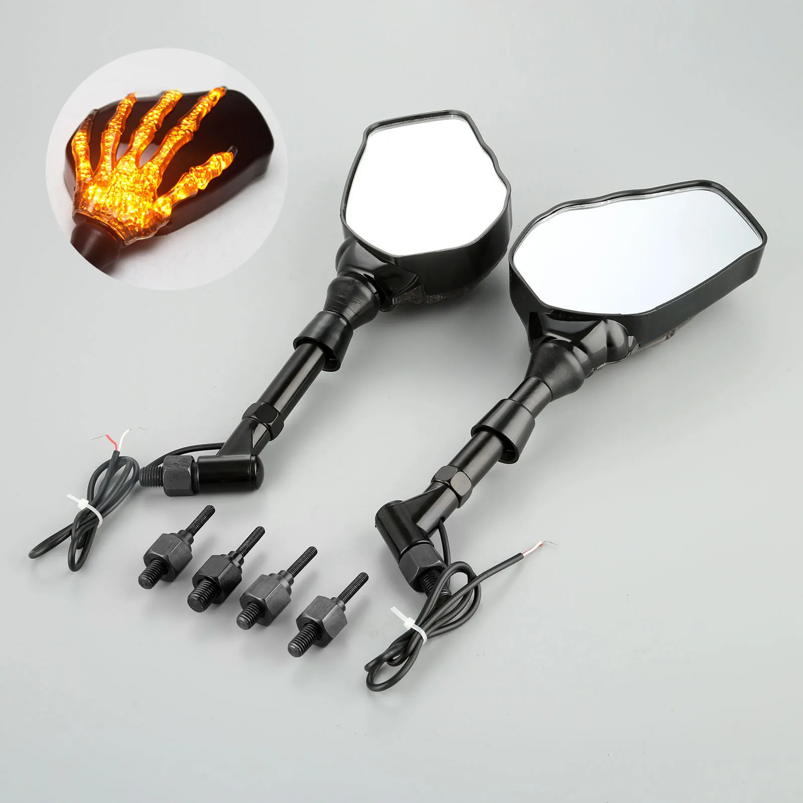 Mgoodoo 2 шт. мотоцикл зеркало заднего вида Череп ручной узор призрак коготь