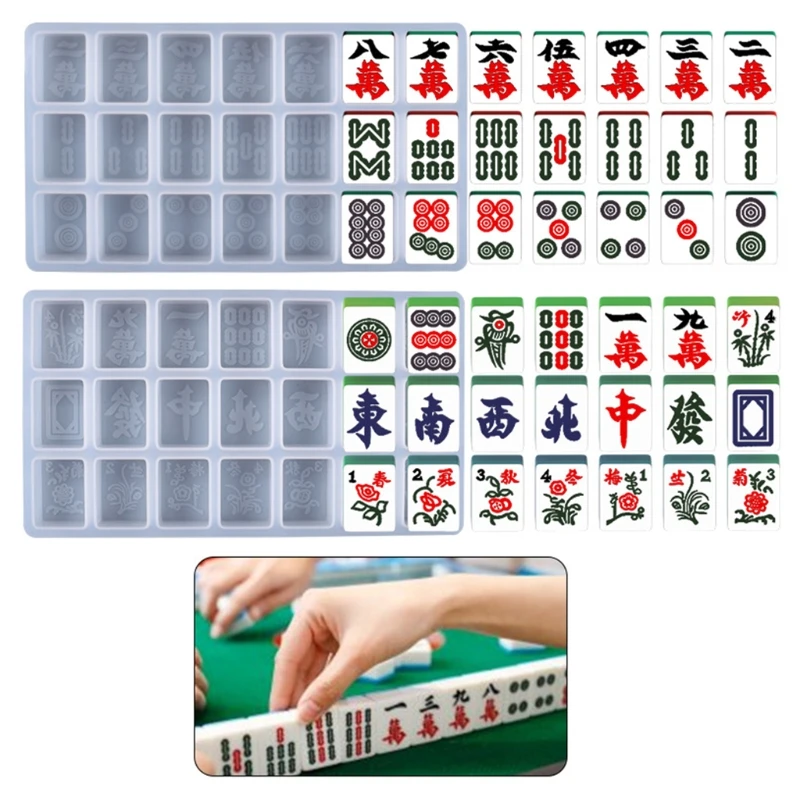 

Crystal Epoxy Resin Mold Creative Mahjong Silicone Mould DIY Crafts Jewelry Ornaments Casting Tools