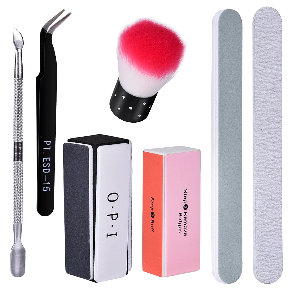 Пилка для ногтей 7 шт./компл. + губка лака пилочки набор кистей маникюра