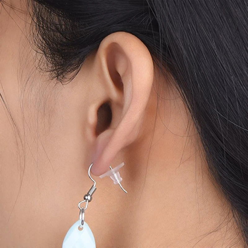 100 шт. прозрачная резиновая серьга безопасная задняя цилиндрическая муфта мягкая