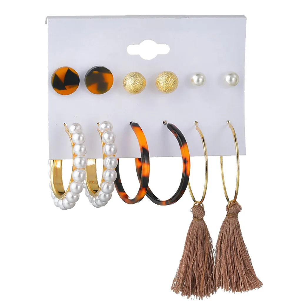 Модный акриловый комплект сережек для женщин богемные леопардовые длинные