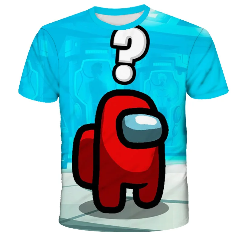 

Summer 4-14 Year Old Boys Among Us Casual Round Neck Children's Wear Girls And Children Short Sleeve Solid Color Printed T-shirt