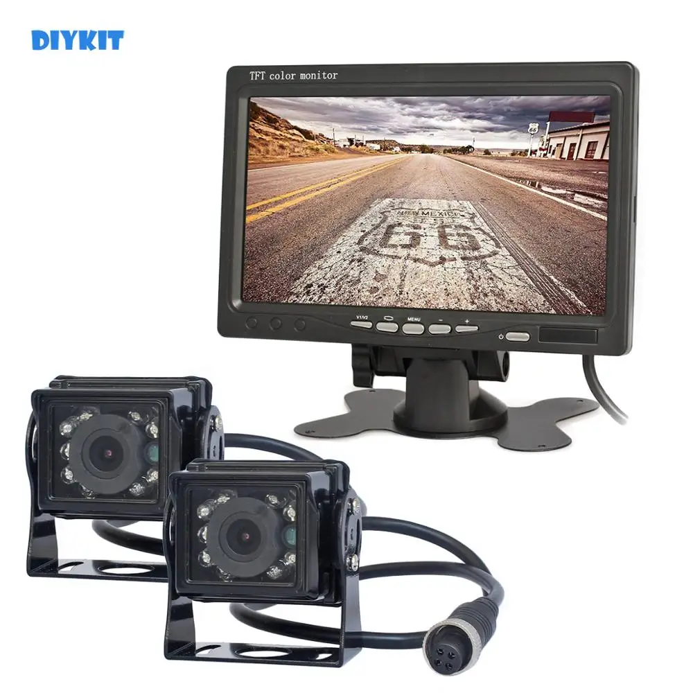 DIYKIT DC 12V 24V 7 &quotTFT LCD монитор заднего вида автомобиля + 2x4pin ИК ночного видения