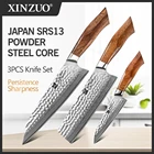 Набор кухонных ножей XINZUO из 3 предметов, высококлассный нож из дамасской стали с рукояткой из северо-американской пустыни, железного дерева, японские, 49 слоев, SRS13R2SG2