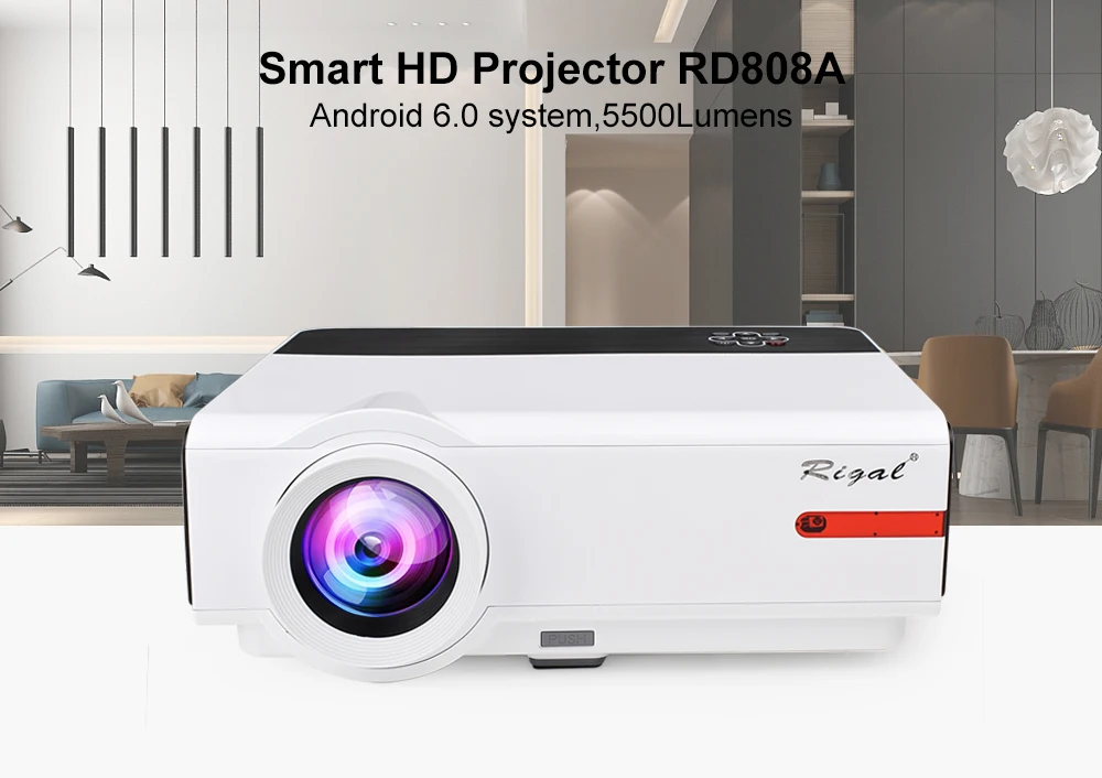 Rigal проектор RD808A 5500 люмен HD проектор светодиодный wifi 6,0 Android 3D проектор RD808 1280*800 lcd HDMI VGA USB tv видео проектор