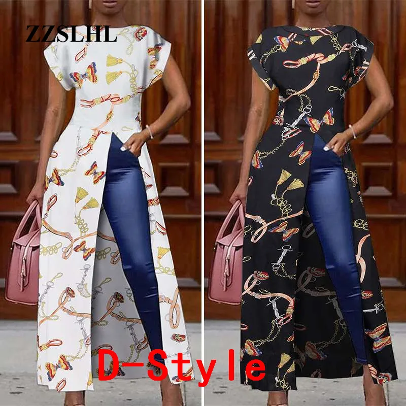 

Leopard Blouse Women Tunic 2020 Summer Tops Vintage Long Shirts Office Holiday Split Hem Party Tops Plus Size Blusa