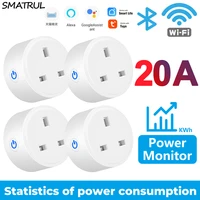 20a tuya smart wifi plug uk wireless control socket outlet with energy monitering timer function works with alexa google home