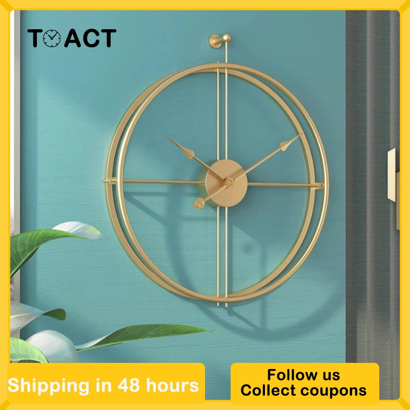 Большие настенные часы в скандинавском стиле современный дизайн золотые для