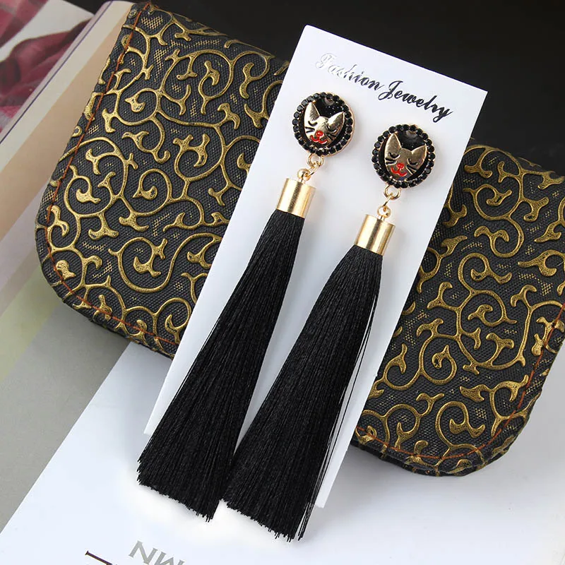 Женские богемные серьги с кисточками длинные преувеличенные в стиле бохо милыми