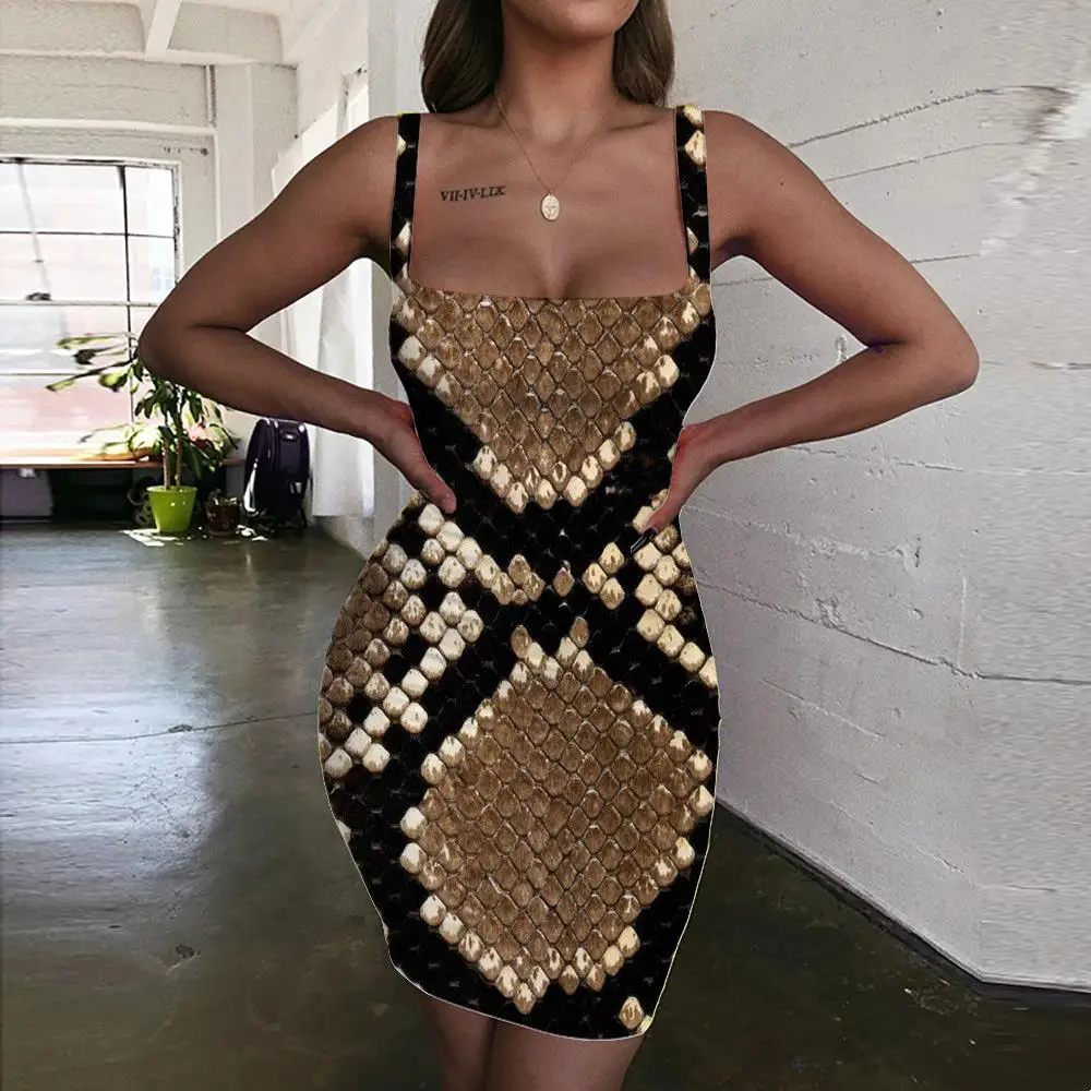 

Giyu Colorful Dress Women Snake Skin Ladies Dresses Art Sundress Harajuku Vestido Sexy Womens Clothing Club Short Korean Style