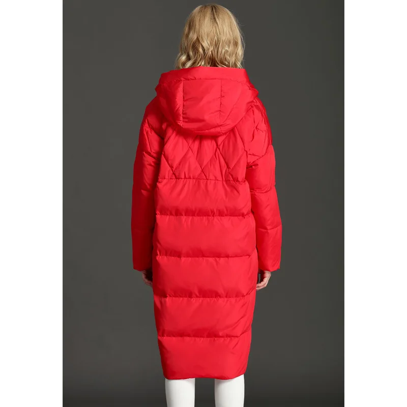 Winter Women's White Oversize Duck Down Coat Hooded Warm Puffy Jacket Korean Long Parka 2020 LJY-177 KJ4024 | Женская одежда