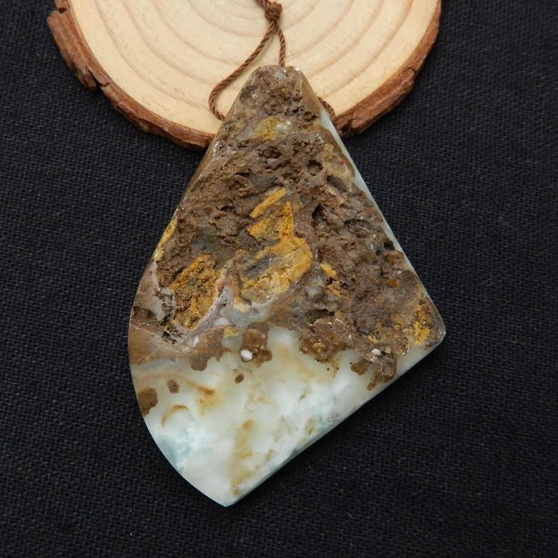 

Nugget Larimar Gemstone Pendant,Raw Larimar Pendant,67x47x10mm, 40.4g H8830