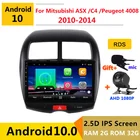 Автомобильный DVD-плеер на Android 10, мультимедийный плеер с GPS для Mitsubishi ASX 1 C4 Peugeot 4008 2010 11-2014, аудио, автомобильное радио, стерео-навигация