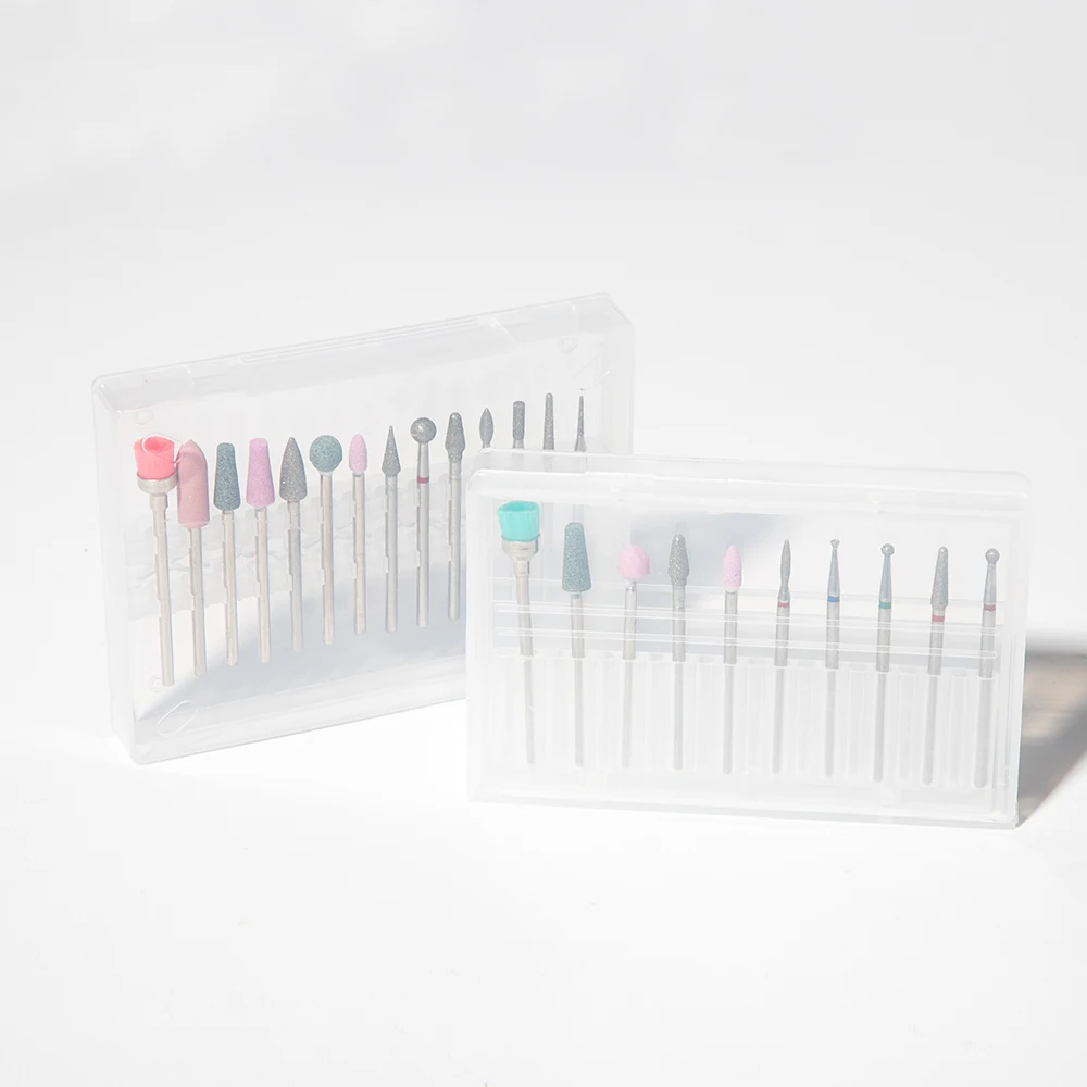 14 слотов прозрачные сверла для ногтей щетка пластиковая коробка хранения