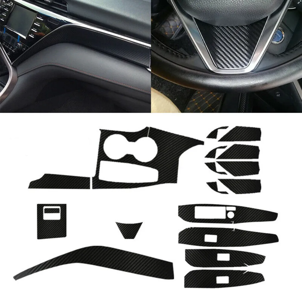 

18pcs/Set Carbon Fiber Car Interior Trim Sticker Decor For Toyota Camry 2018-20