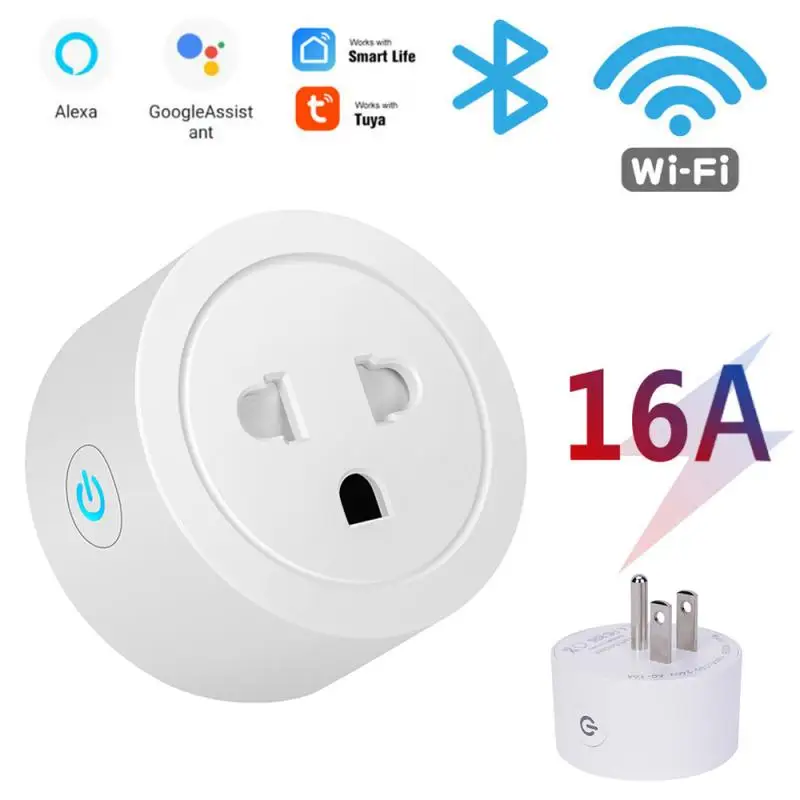 

Tuya 16A Plug WIFI BT Wireless Remote Socket Smart Timer Plug APP Voice Control Smart Power Socket With Alexa Google HOME