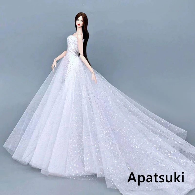 Белое модное Кукольное платье для куклы Барби одежда наряды большие вечерние