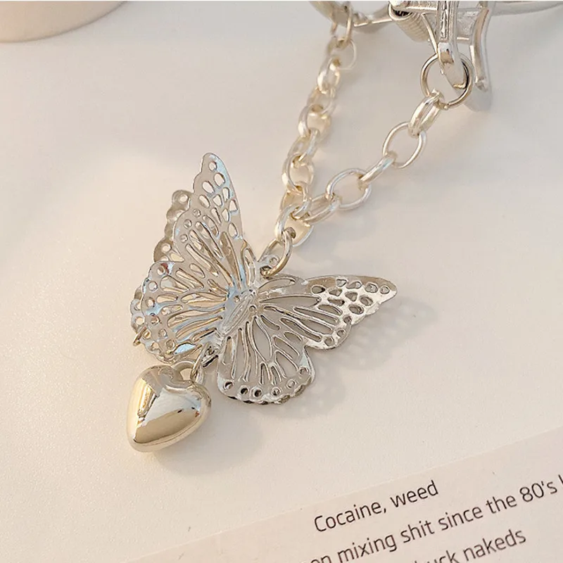 

2021 Fashion New Korea Vintage Goth Butterfly Love Pendant Hairpin For Women Egirl Party Accessories Jewelry