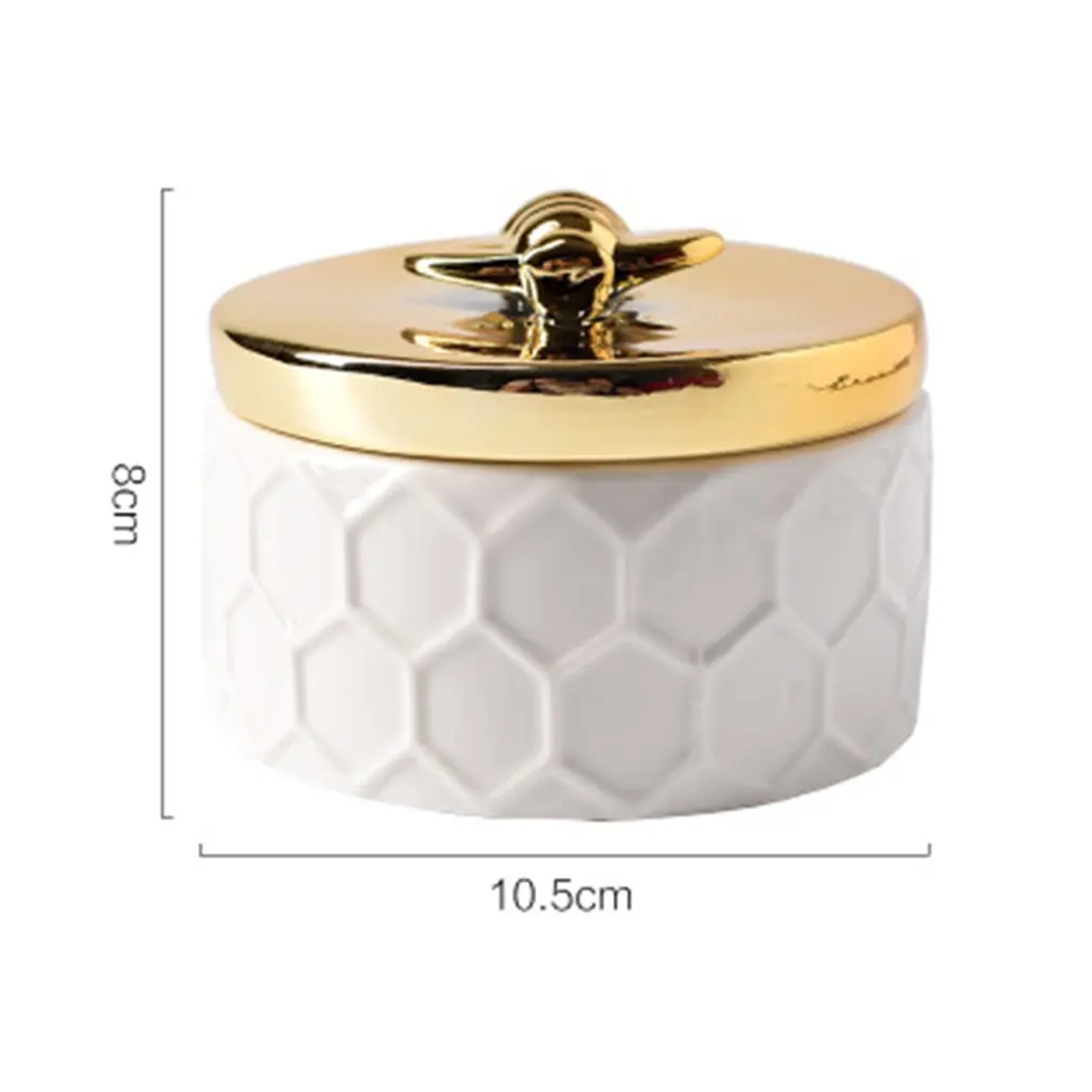 

Nordic style ceramic gold-plated bee jewelry box jewelry necklace ring storage box creative home decoration