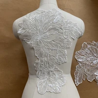 sew patches lace fabric appliques collar sequin flower wedding decoration embroidered