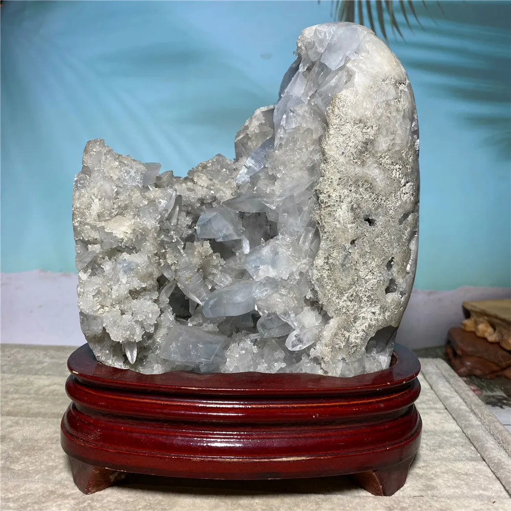 

Синий кристалл Geode редкий натуральный кристалл свободная форма минералы рейки сырье фэн-шуй Wicca украшения для дома Декор комната подарок