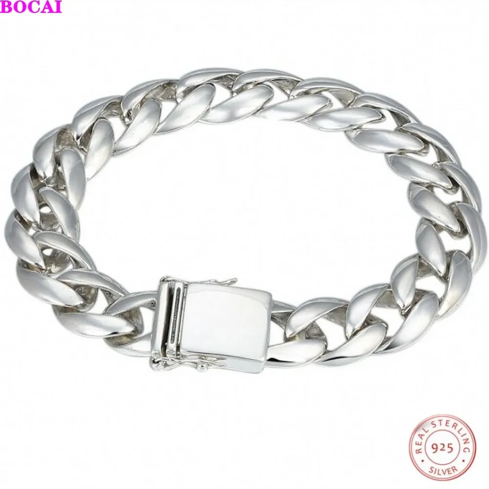 BOCAI 100% S925 стерлингового серебра браслеты для мужчин модная мужская властная