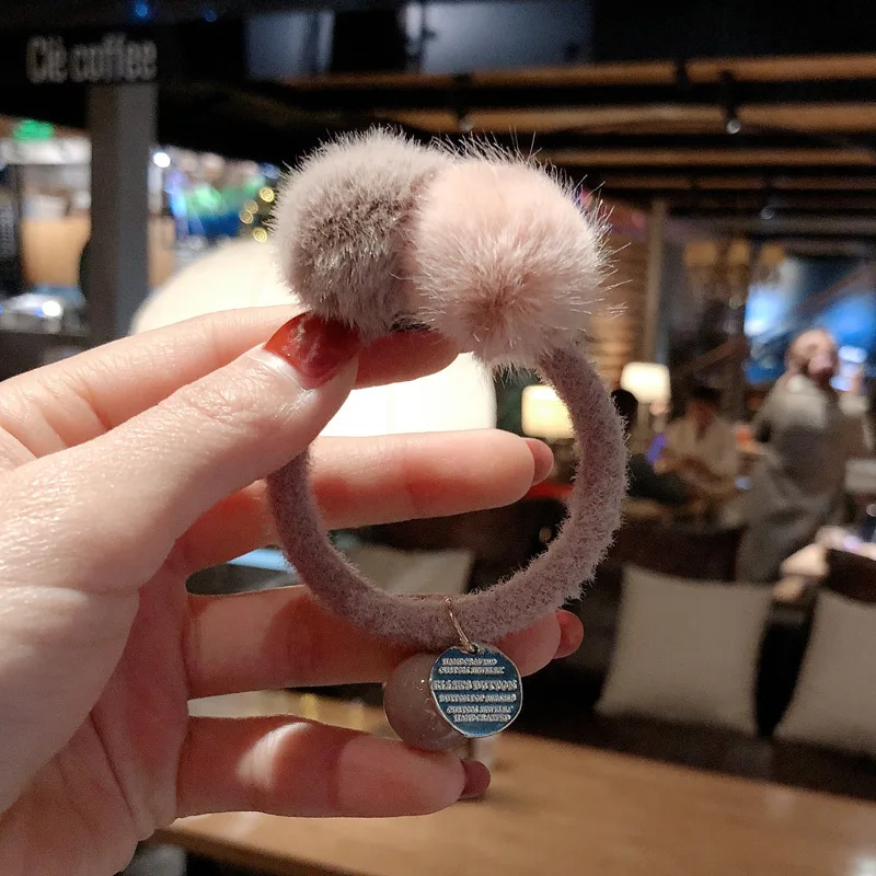 Милый плюшевый шарик веревка для волос девочек в стиле ретро монеты эластичные