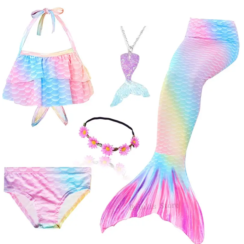 4 Цвета 3 штуки девочки дети комплект бикини для купания Русалочка девочек