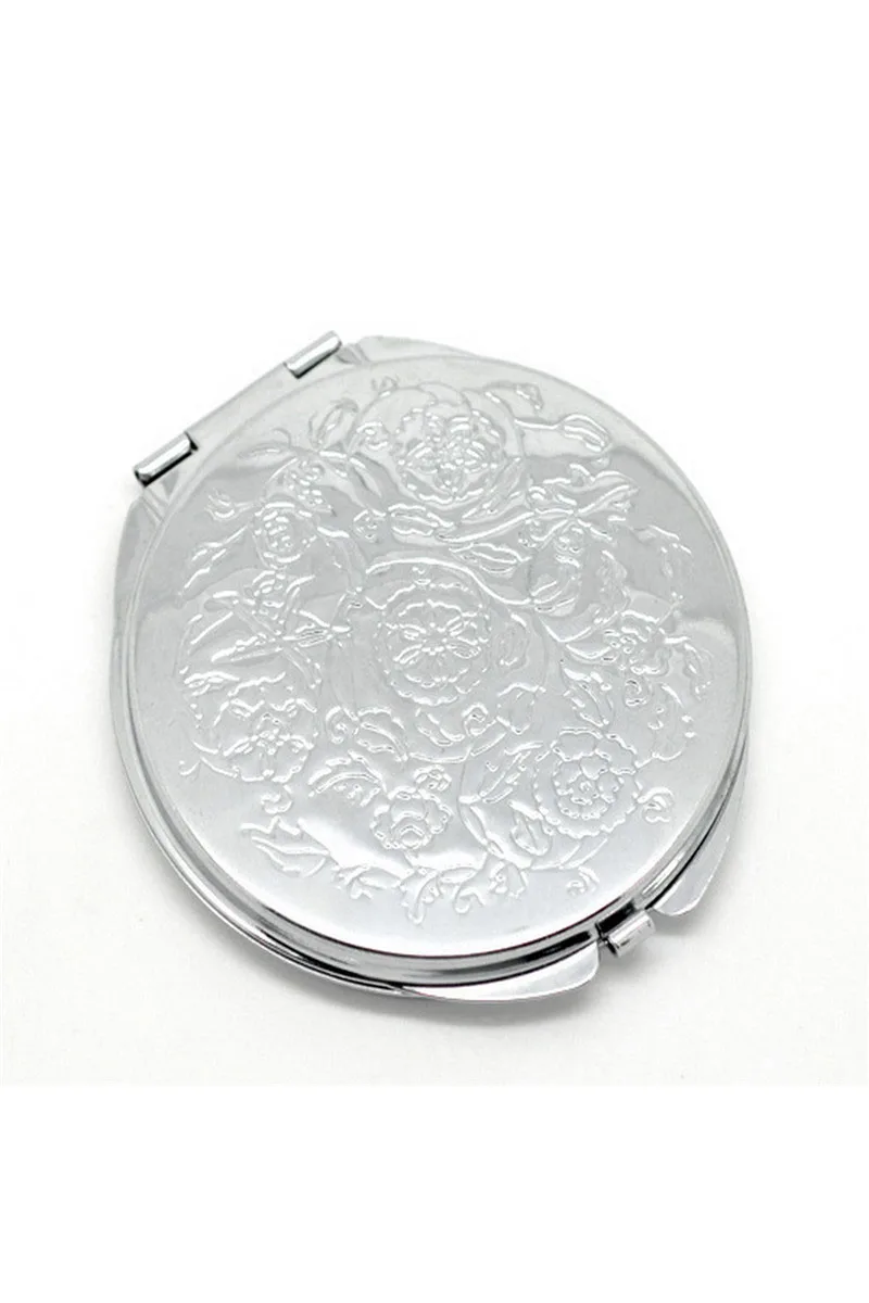 Portable Women Stainless Steel Makeup Mirror Hand Pocket Folded-Side Cosmetic Make Up Small Various Shapes Double | Дом и сад