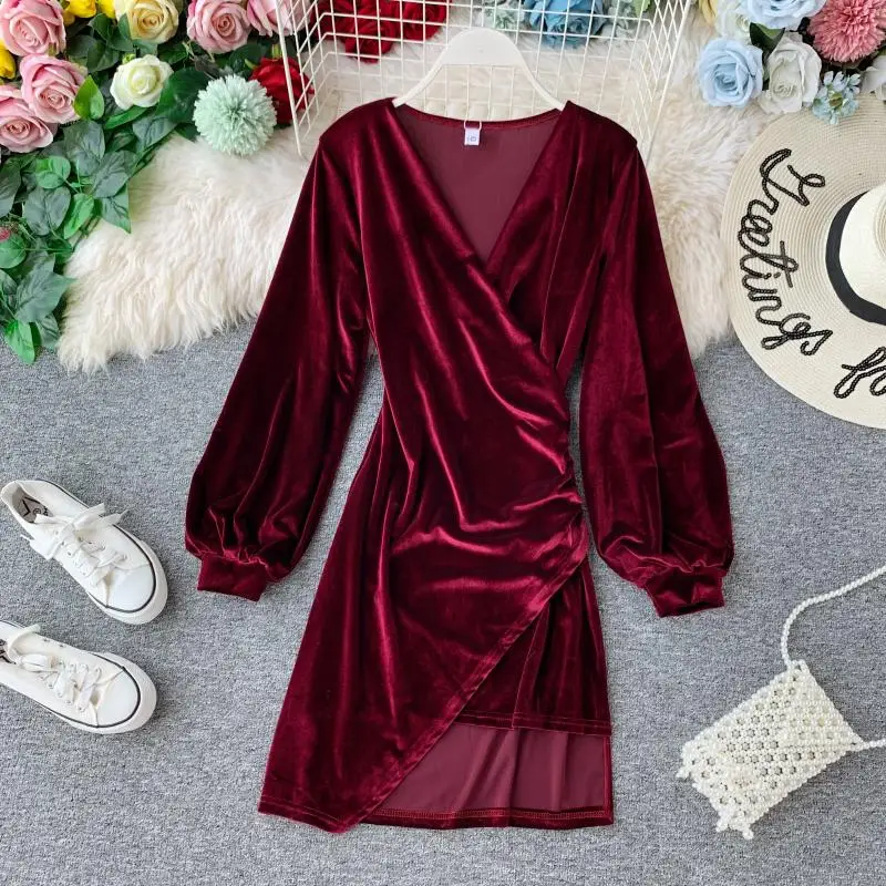 Gagarich женское платье осень зима сексуальное однотонное с длинными