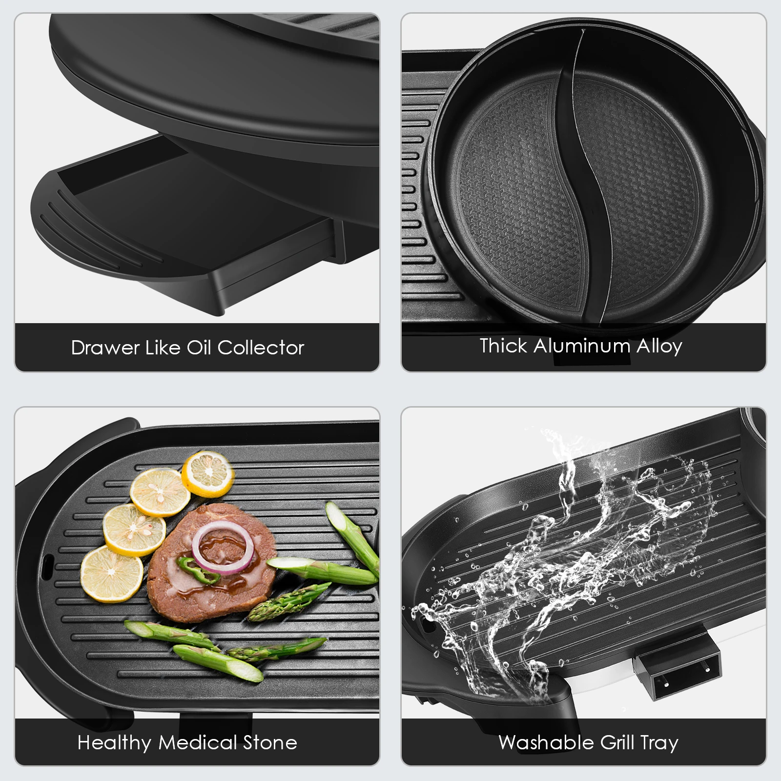 portable electric grill electric barbecue grill indoor hot pot chafing dish multifunctional non stick pan electric cooker free global shipping