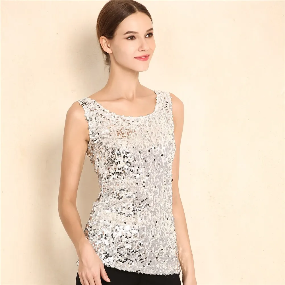 Женские сексуальные блестящие блузки с блестками летние повседневные рубашки