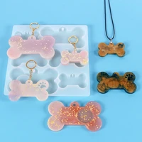 diy dog tag pendants silicone mold bone shaped keychain epoxy resin molds for jewelry making tools handmade craft tools