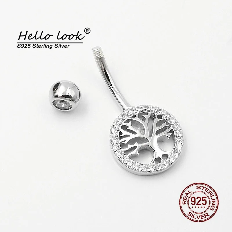HelloLook 925 пробы Серебряная пупка для пирсинга живота женщин | Украшения и