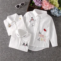 new arrival girls white blouse fall cute long sleeves children cartoon shirts girl blouses cat teenager school clothes kids tops