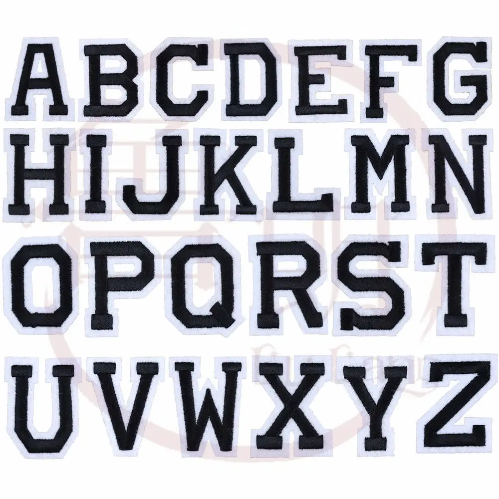

1pc Black English Alphabet Letter A-Z Applique Sewing & ironing On letters Patch For Clothing Badge Paste For Clothes Bag Shoes