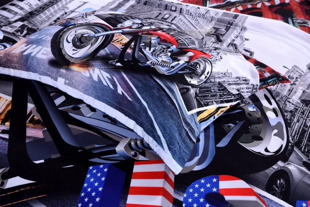 

3D motorcycle bedding sets new fashion boy car duvet cover sets twin full queen king size quilts cover pillowcase Bedclothes