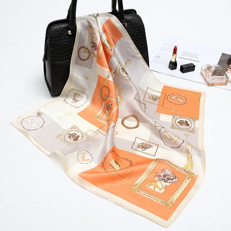 100% чистый шелк квадратный шарф 53*53 см Женская бандана Узкая сумка галстук