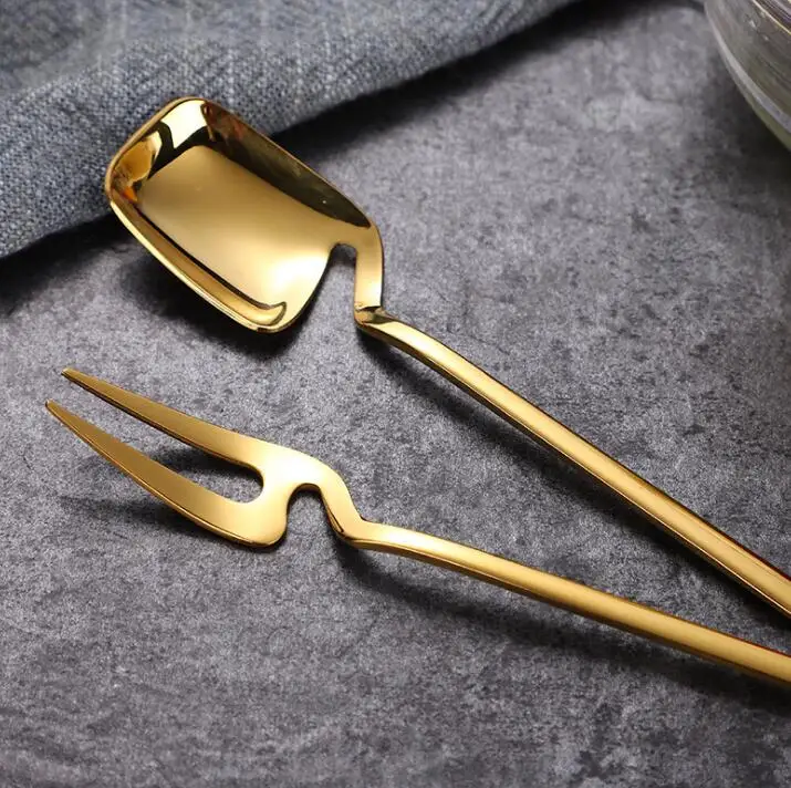 Нержавеющая сталь мульти Цвет ложка вилка десертные фруктовый салат мороженое