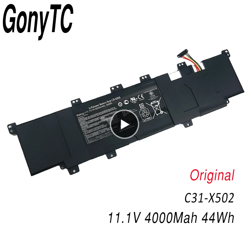 

GONYTC Original New C31-X502 Battery For ASUS VivoBook X502 X502c X502ca S500C S500CA PU500C PU500CA 11.1V 44WH