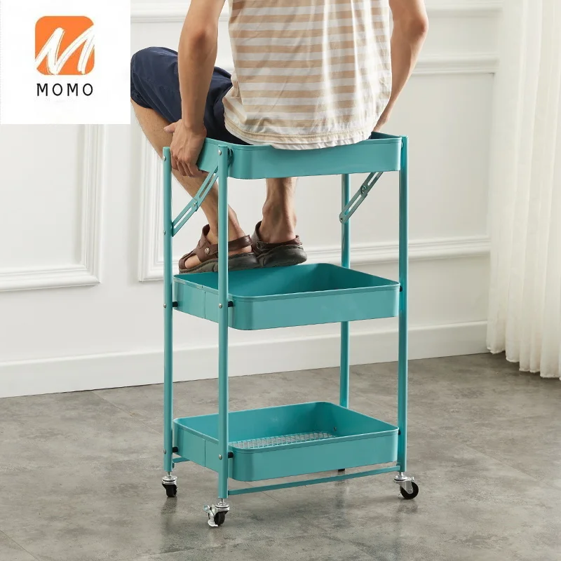Movable Multi-purpose Home Storage 3 Tiers Metal Kitchen Vegetable Trolley Rolling Cart | Дом и сад