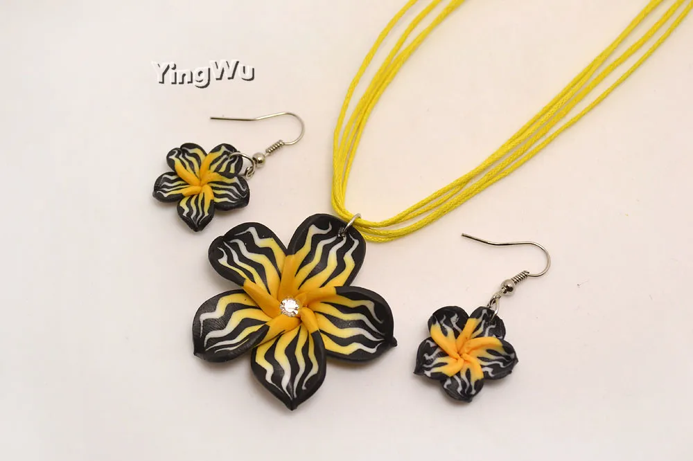 Yingwu New Fashion Hawaii Plumeria Flowers Jewelry Sets Fimo Polymer Clay Earrings Necklace Pendant | Украшения и аксессуары