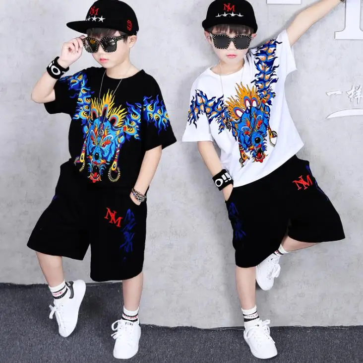 

Спортивные костюмы, комплекты летней одежды для мальчиков-подростков, футболка с короткими рукавами и штаны, повседневная одежда для мальч...