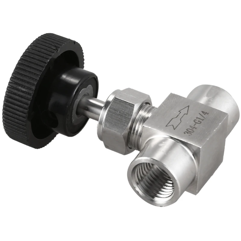 

1/4 inch BSP Equal Female Thread SS 304 Stainless Steel Flow Control Shut Off Needle Valve