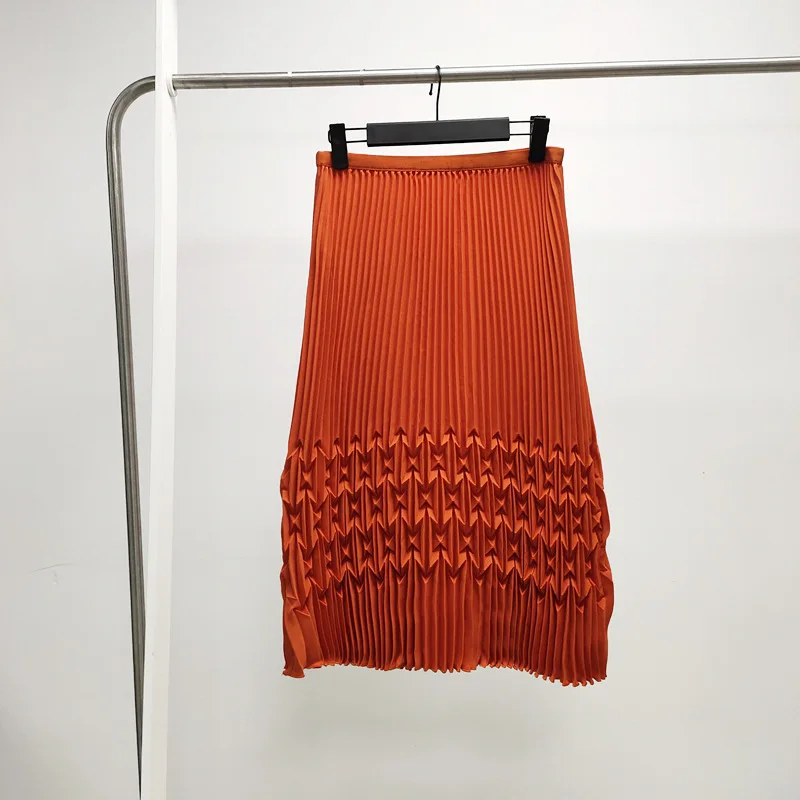 

TVVOVVIN 2021 Spring And Summer Fashion High Waist Solid Color Personality All-match Mid-length Pleated Skirt TYK5