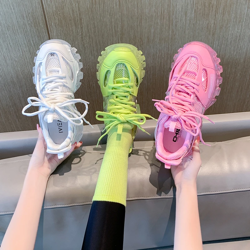 

Women Sports Shoes Summer Leisure Sports Net Cloth Shoes Transparent Rubber Soles Comfortable Girls Running Shoes Walking Shoes