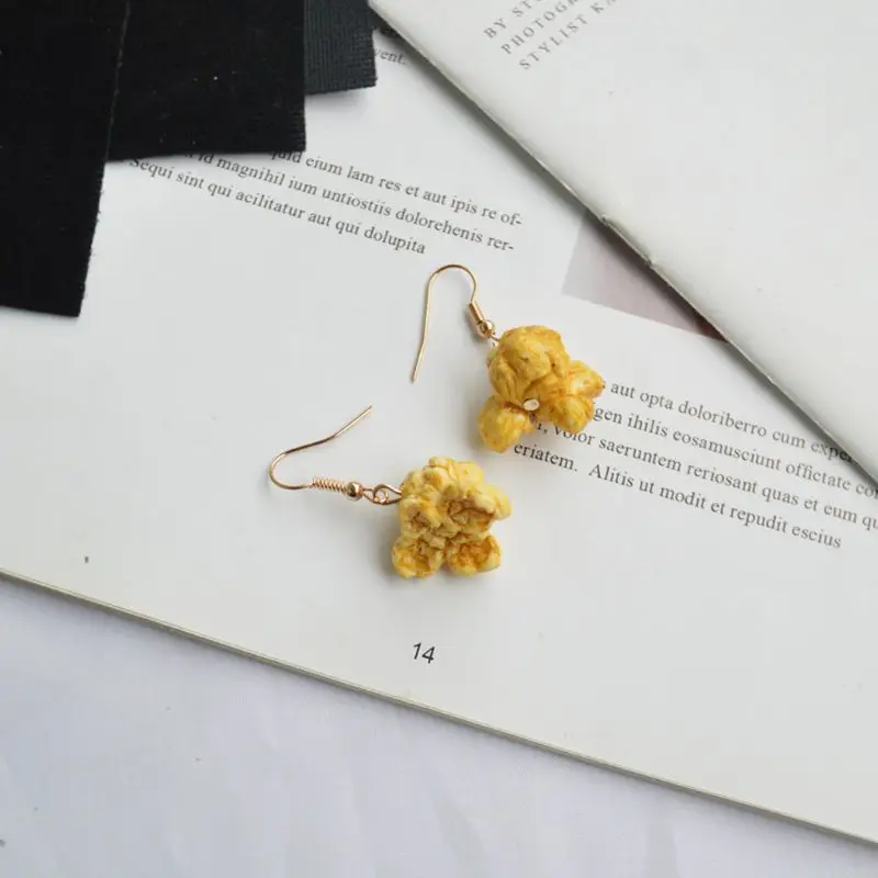 

Funny Popcorn Fried Chicken Food Drop Earrings Women Creative Fashion Jewelry
