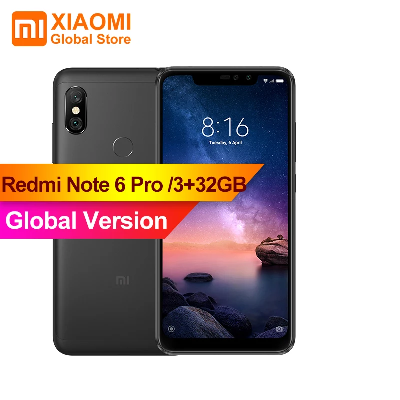 Глобальная версия Xiaomi Redmi Note 6 Pro 3 ГБ 32 Snapdragon 636 Восьмиядерный четыре камеры все